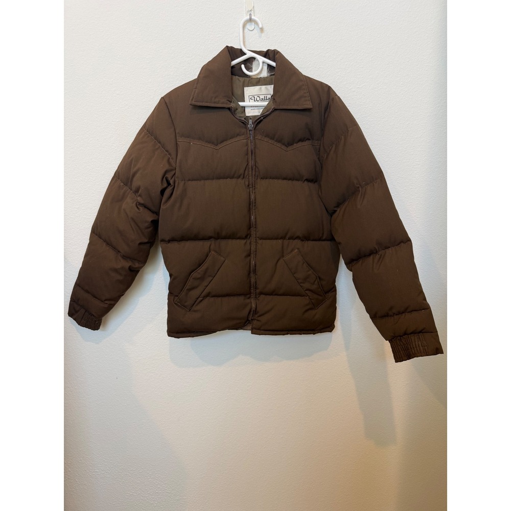 Vintage Walls Blizzard Pruf Down Puffer Jacket Brown Western Yoke Men 40 Tall US